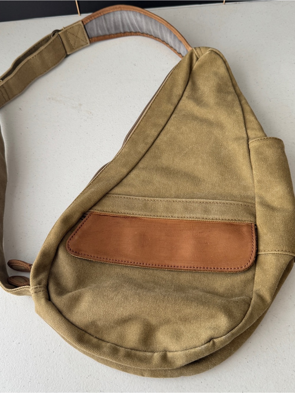 LL Bean Ameribag Healthy Back Bag Crossbody Sling Canvas/Leather Vintage